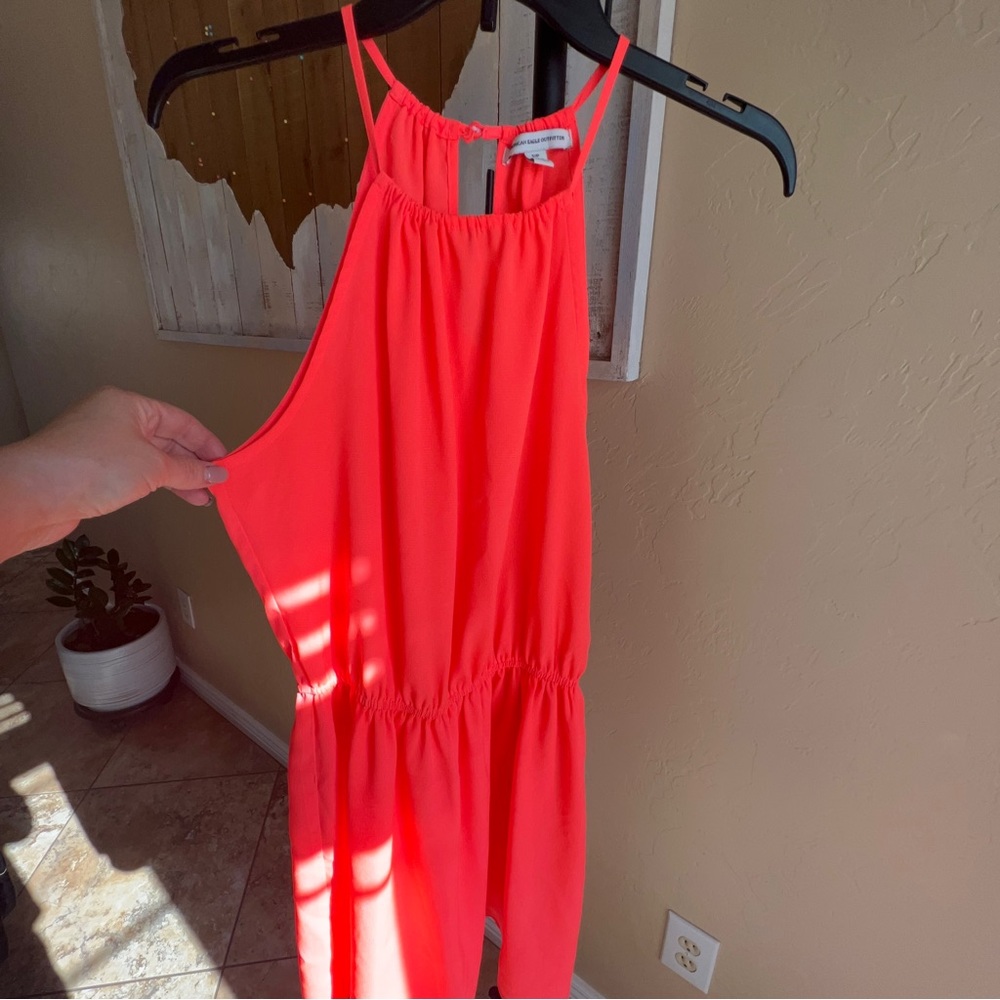 American Eagle womens halter top midi dress, gorgeous color- coral. Sz S/P - Picture 9 of 16